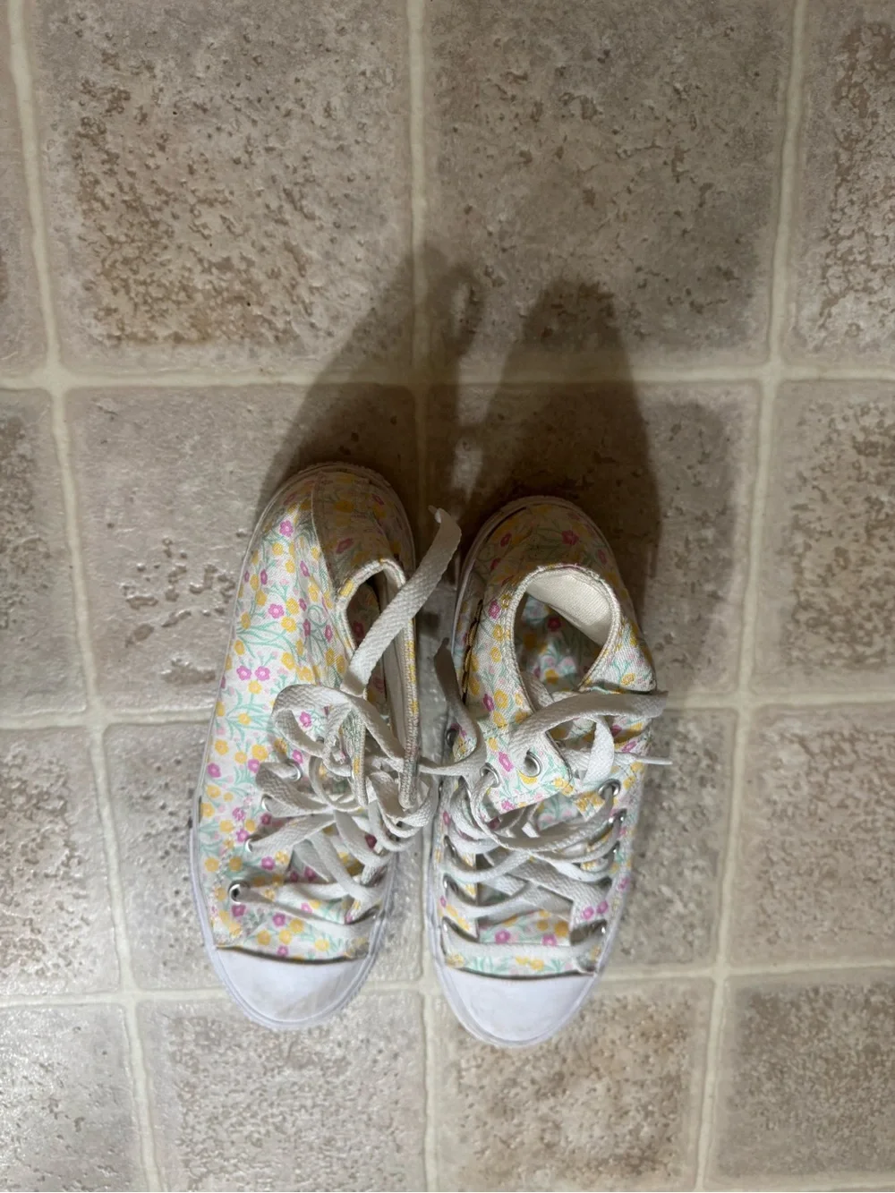 Converse Kids' Floral High-Top Sneakers - White, Yellow, Pink